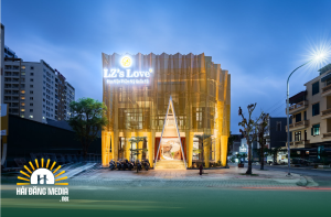 Mẫu biển hiệu nền dập inox chữ nổi đẹp